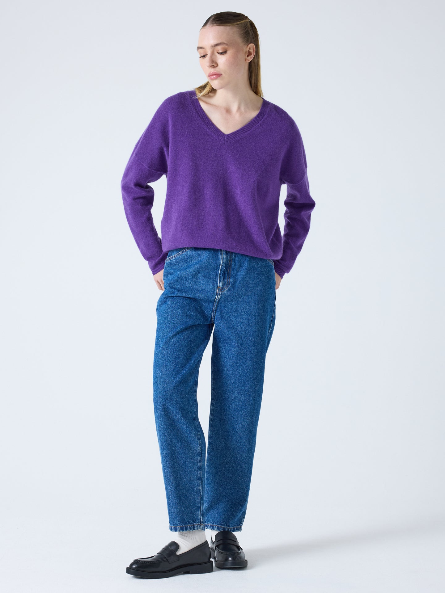 Alicia - Oversize-Kaschmirpullover - grape