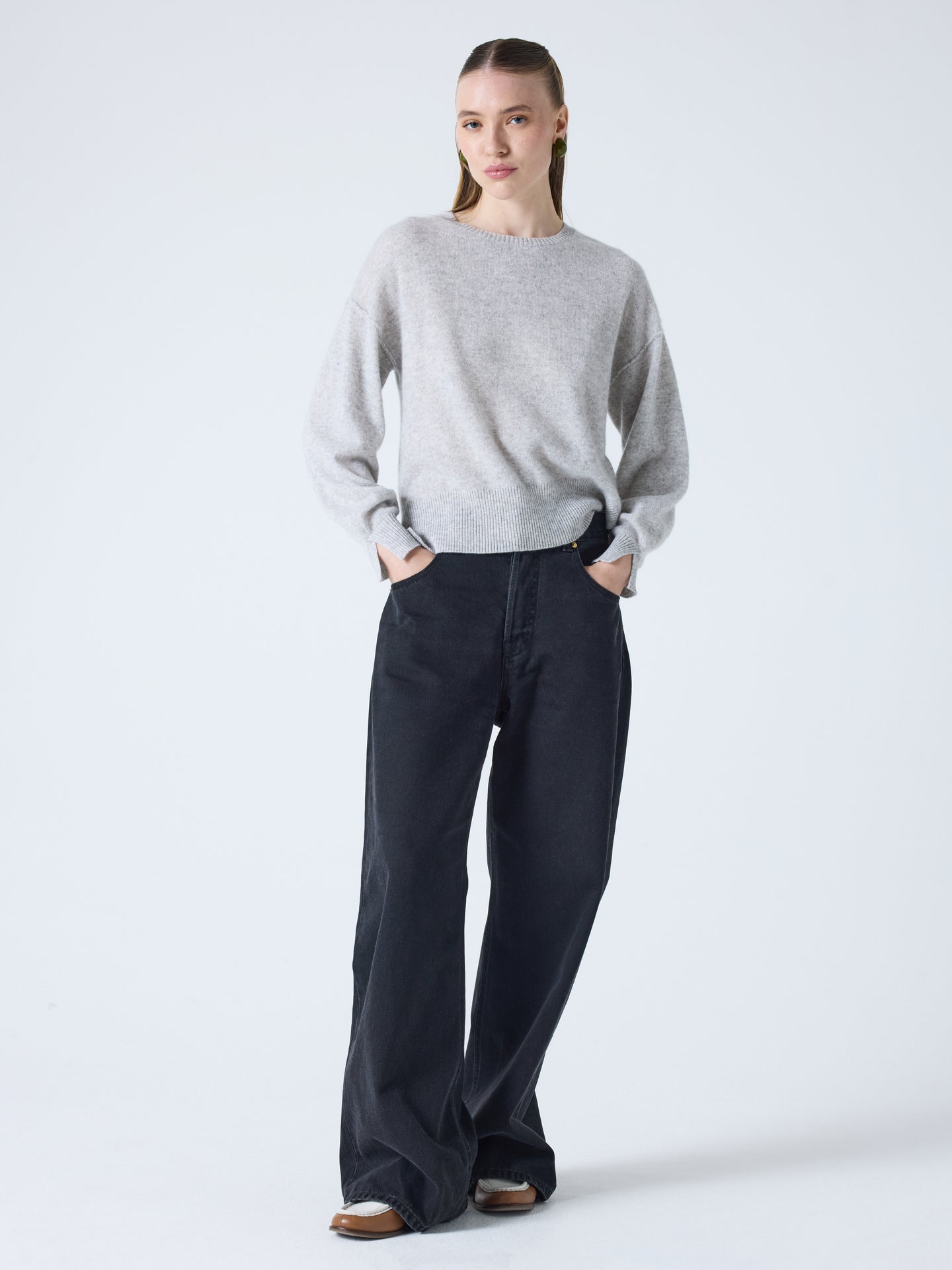 Catherine - Cashmere crew neck sweater - light heather gray