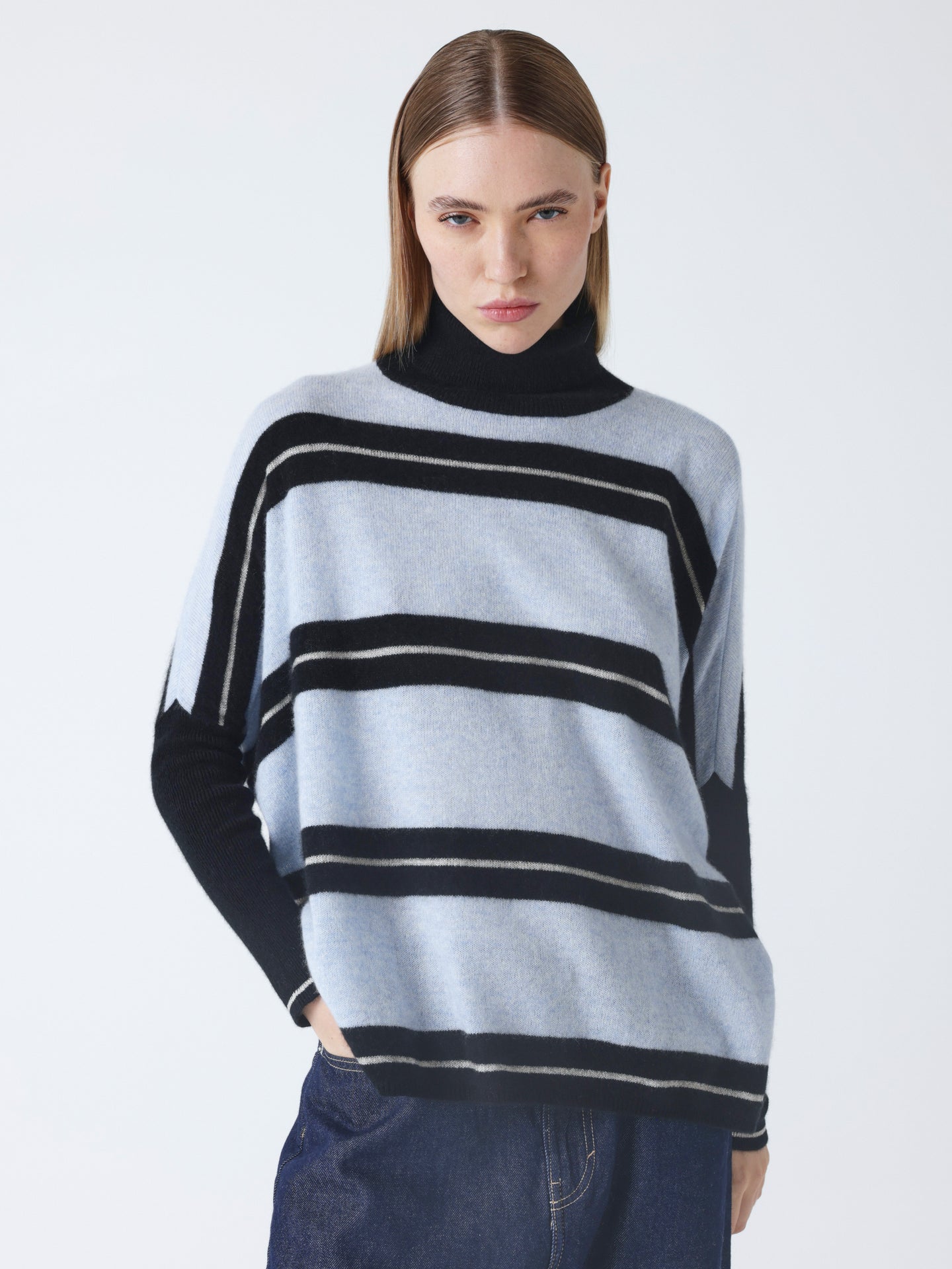 joanna - Poncho col roulé en cachemire - black