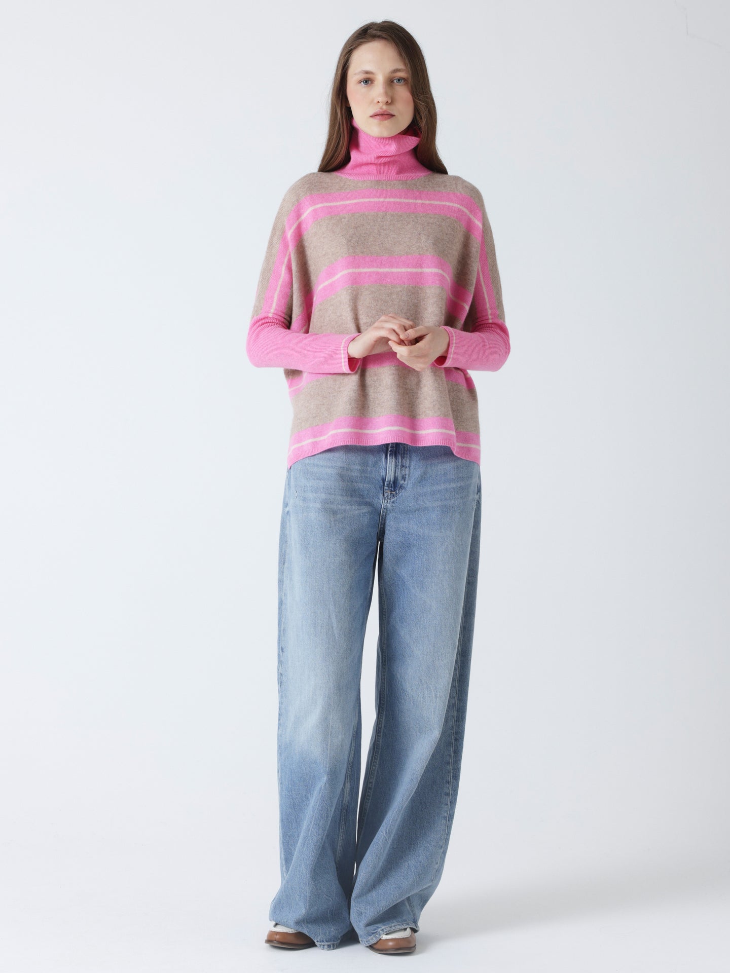 joanna - Poncho col roulé en cachemire - candy