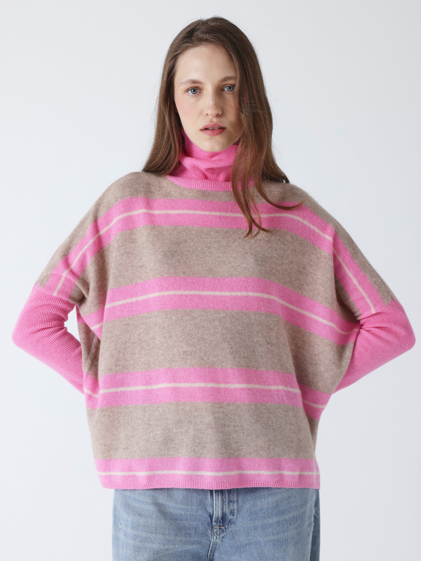 joanna - Poncho col roulé en cachemire - candy