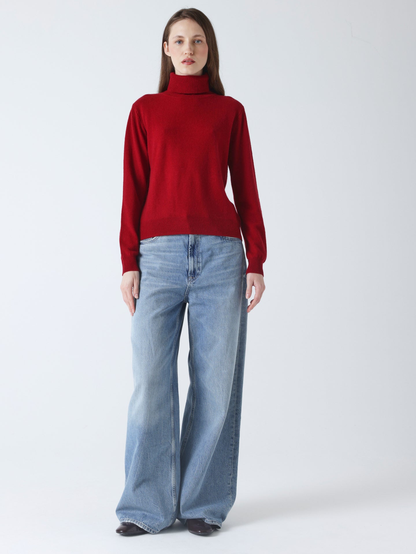 themys - Pull col roulé 100% cachemire - cherry