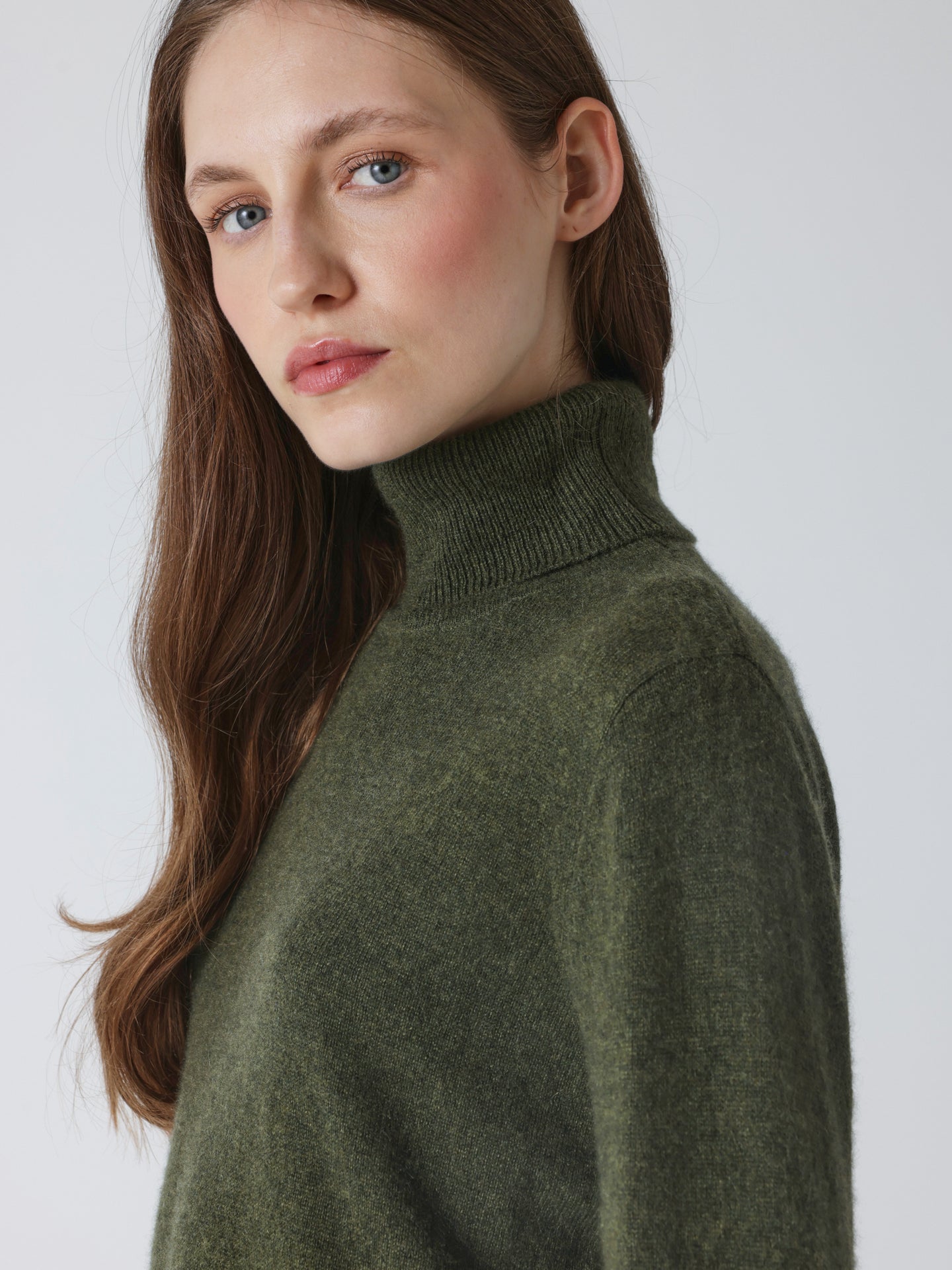 themys - Pull col roulé 100% cachemire - forest