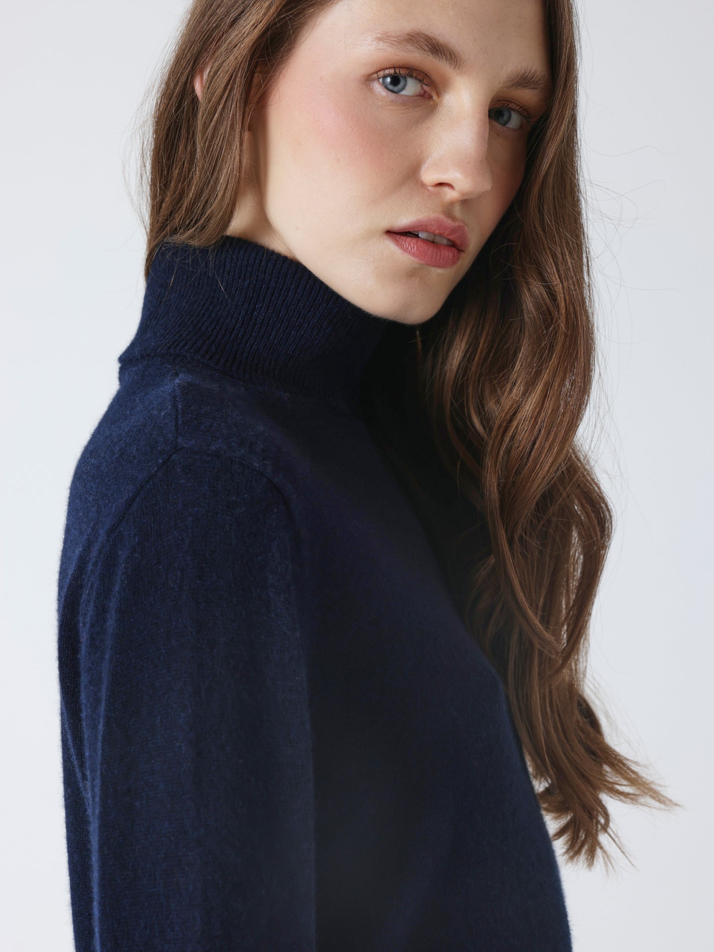 themys - Pull col roulé 100% cachemire - navy