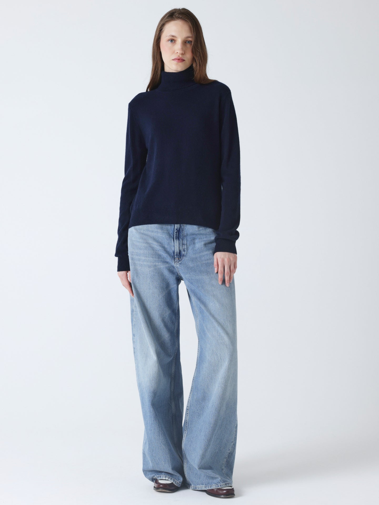 themys - Pull col roulé 100% cachemire - navy