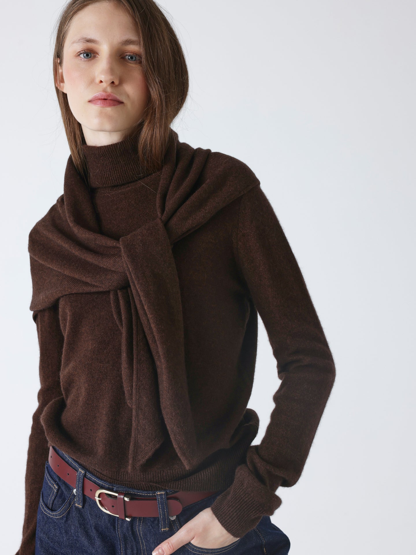 gladys - 100% cashmere scarf - brownie