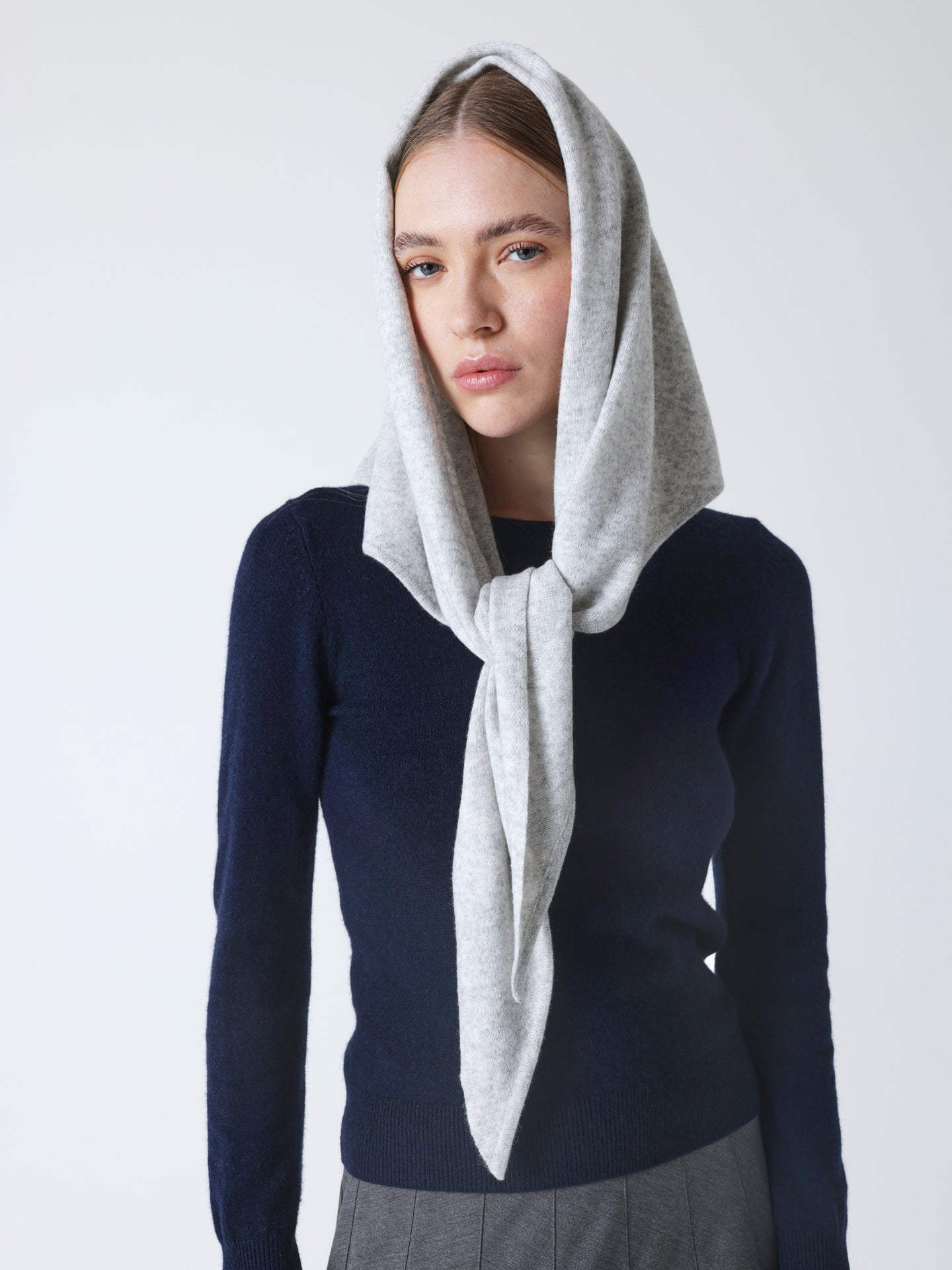 Gladys - Schal aus 100 % Kaschmir - light heather grey