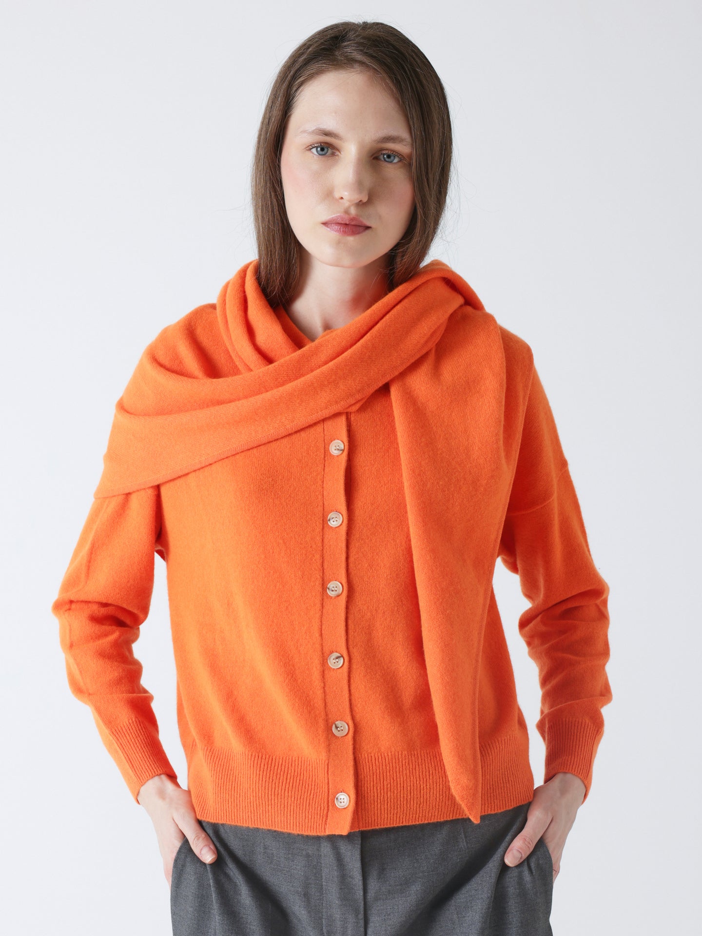 Gladys - Schal aus 100 % Kaschmir - orange neon