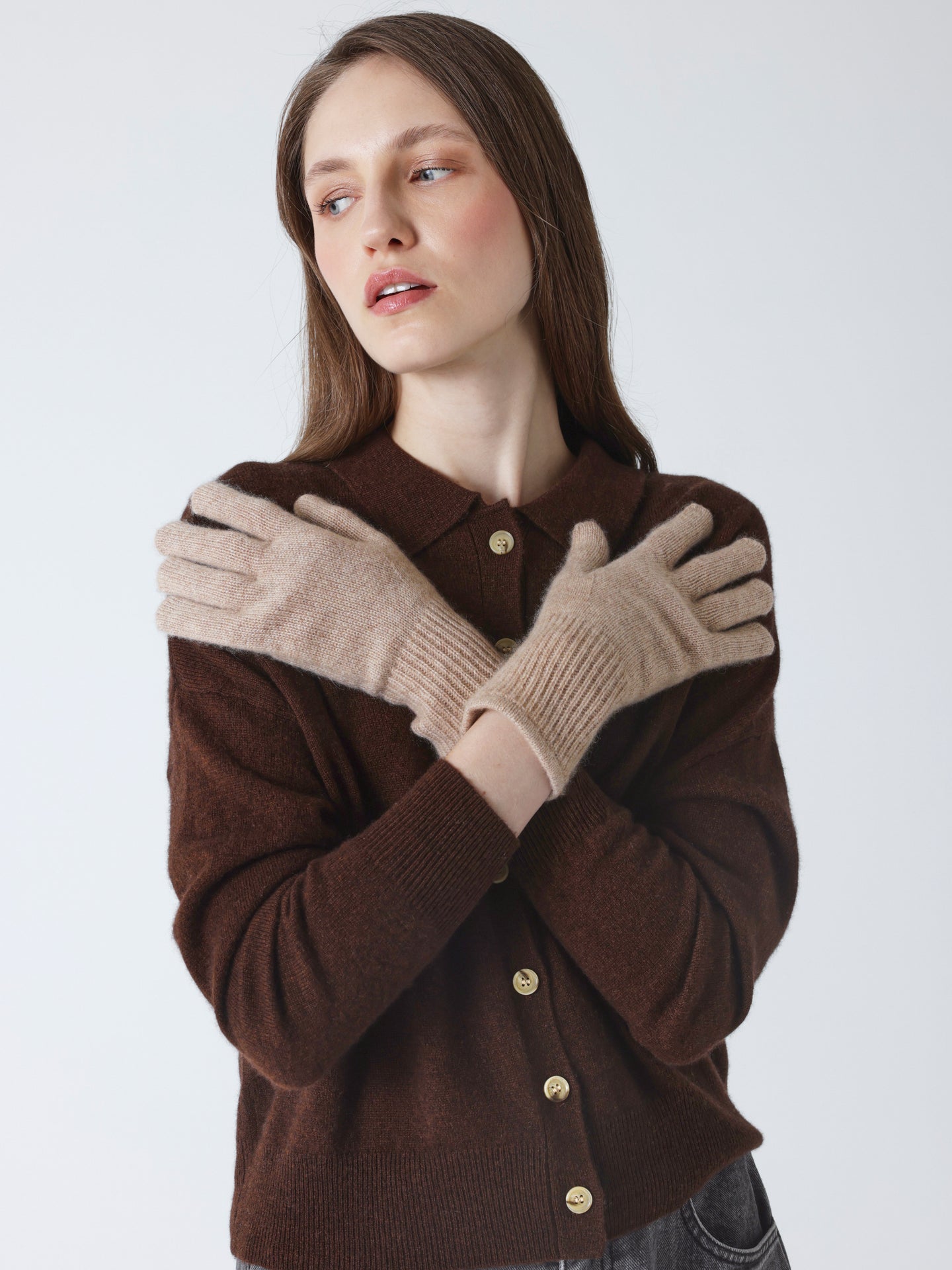 lorenza - Gants 100% cachemire  - chestnut