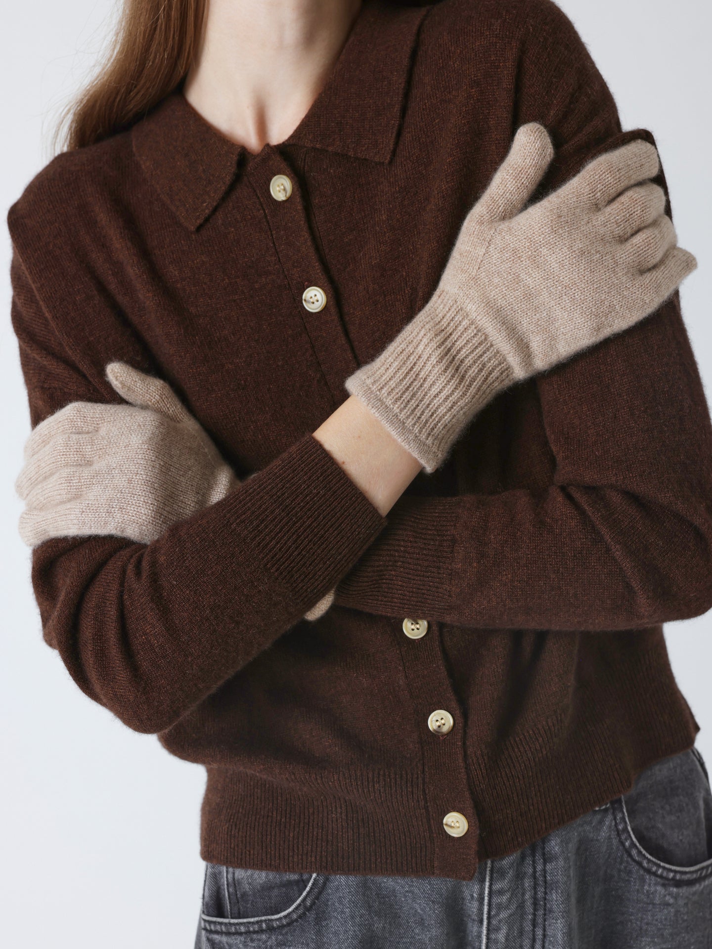 lorenza - Gants 100% cachemire  - chestnut