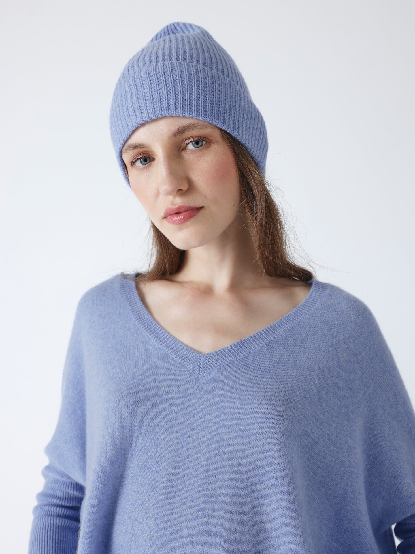 maeve - Bonnet 100% cachemire  - chambray blue