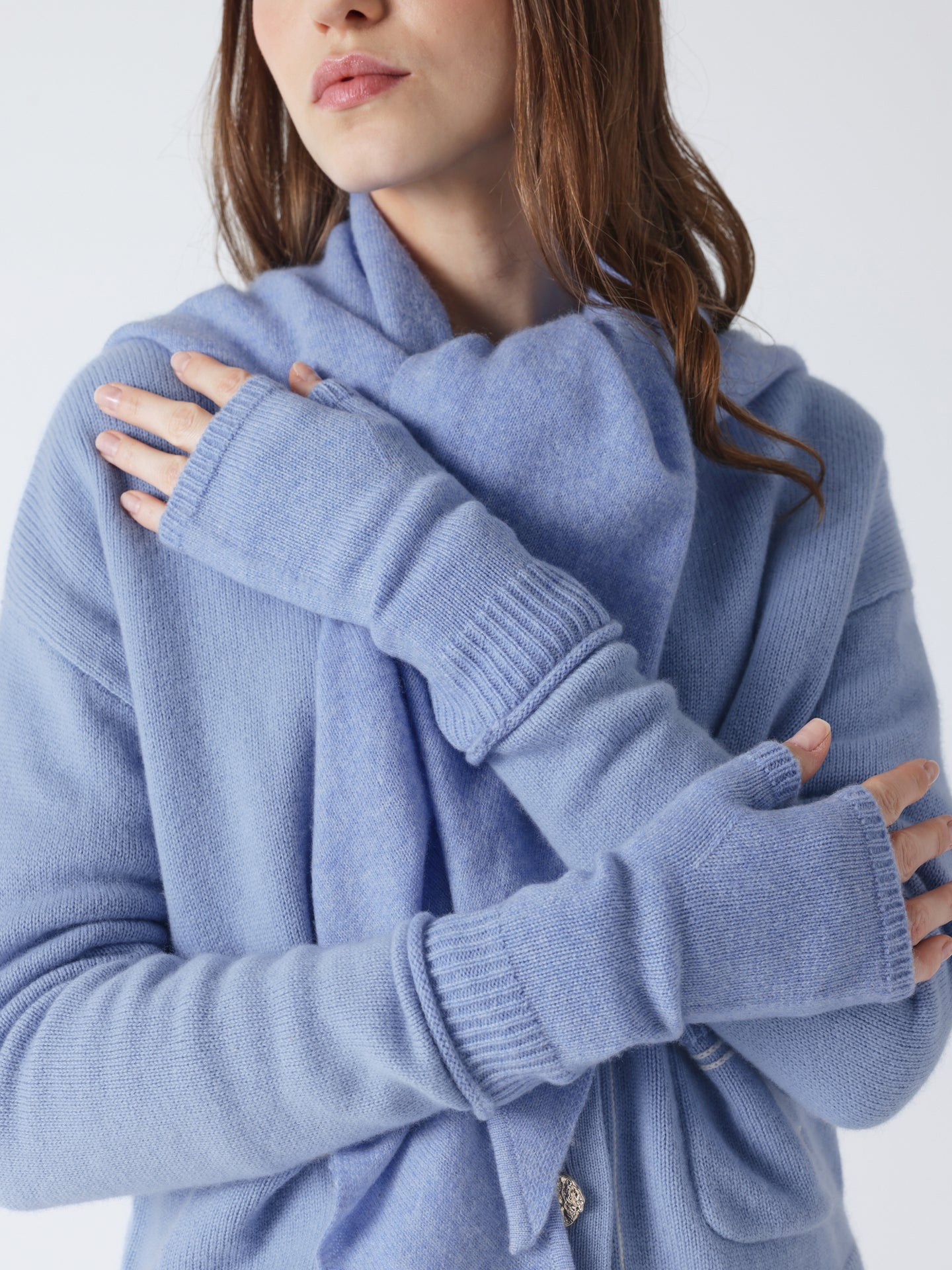 kilina - Mitaines 100% cachemire  - chambray blue