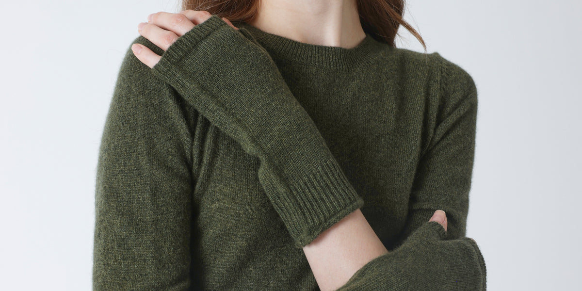 Guanti Senza Dita In Puro Cashmere Grigio Medio - Morbidi E Caldi - Made In Scotland - Foto 5