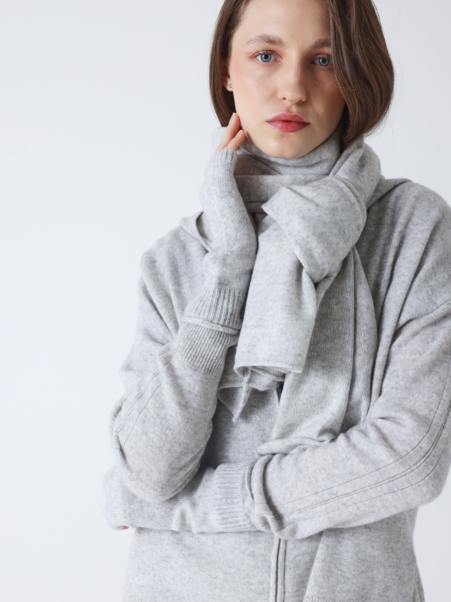 kilina - Mitaines 100% cachemire  - light heather grey