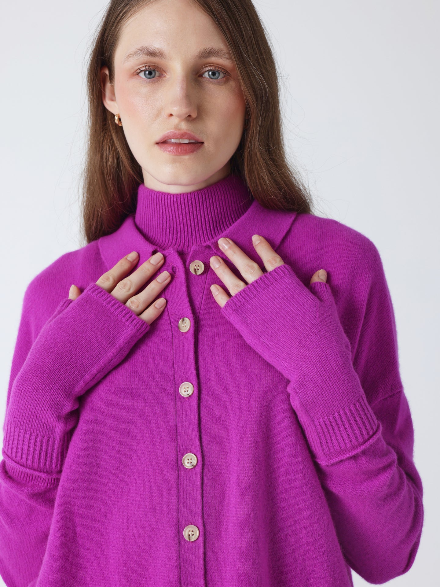 kilina - Mitaines 100% cachemire  - purple neon