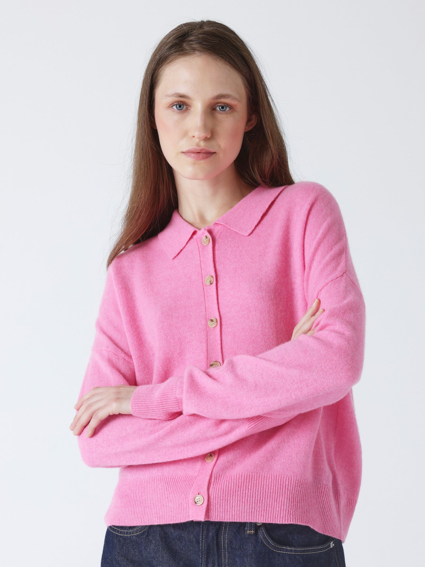 Majura - Kaschmirhemd mit Polokragen - candy