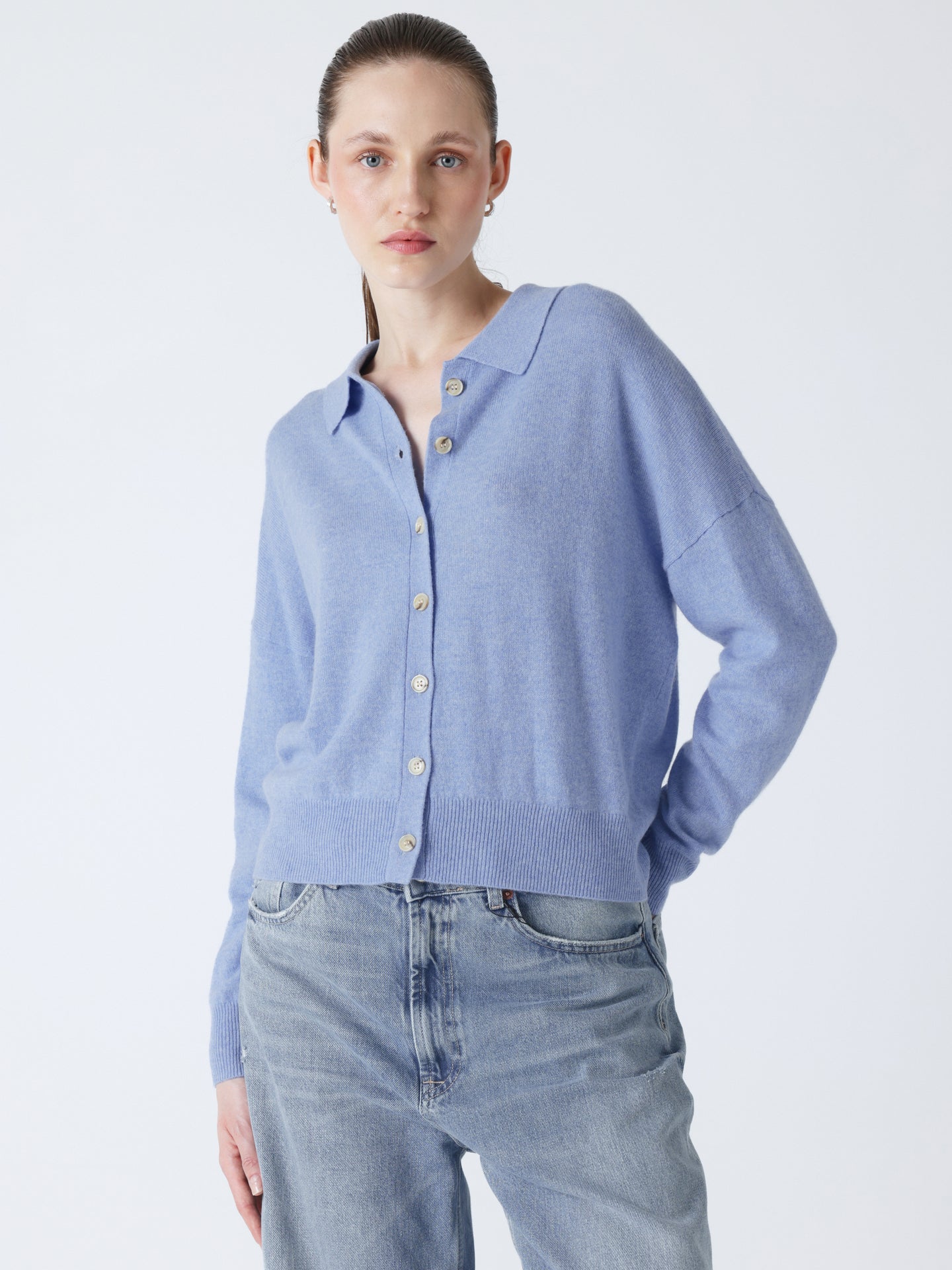 majura - Chemise cachemire col polo - chambray blue