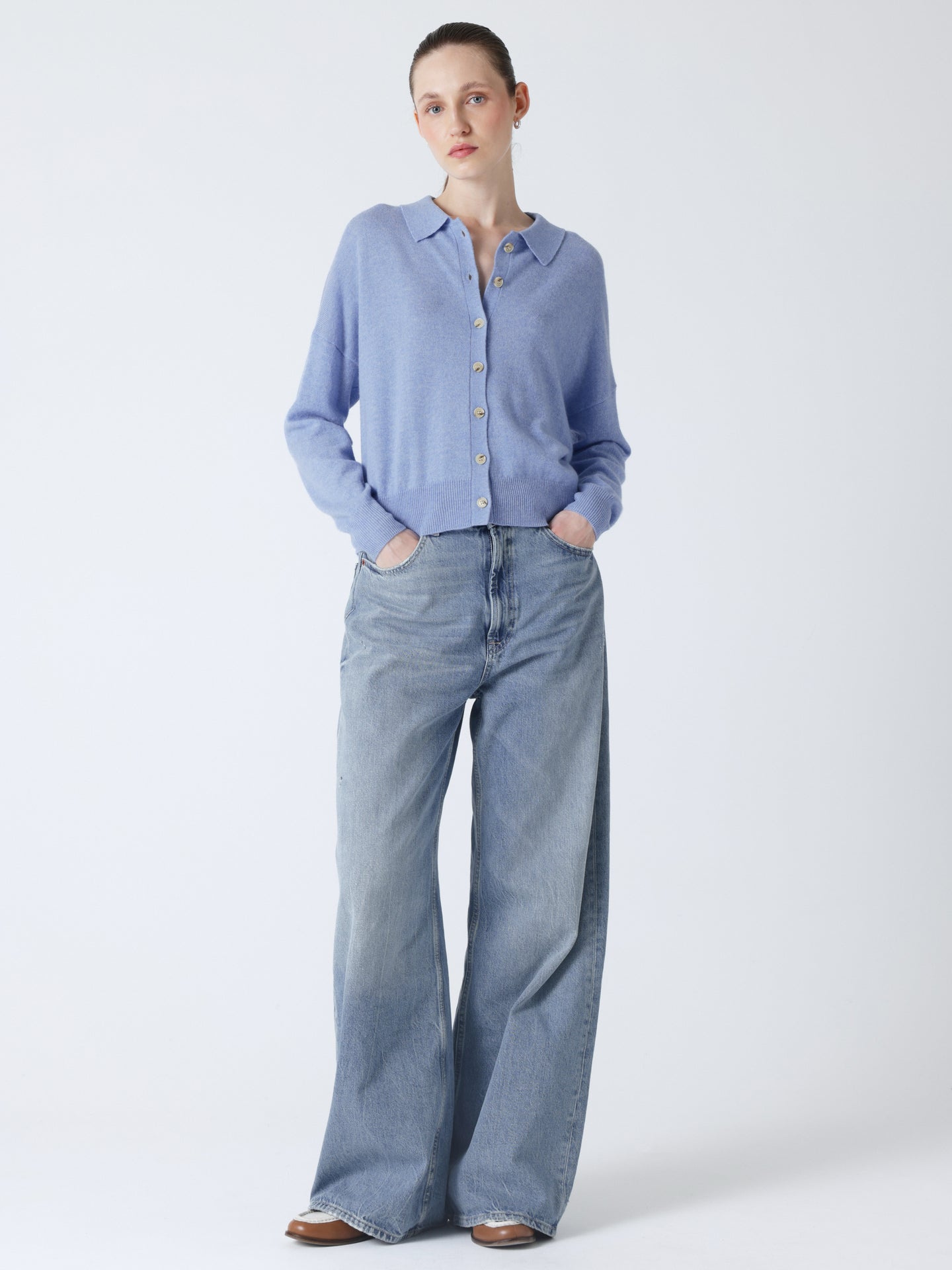 majura - Chemise cachemire col polo - chambray blue