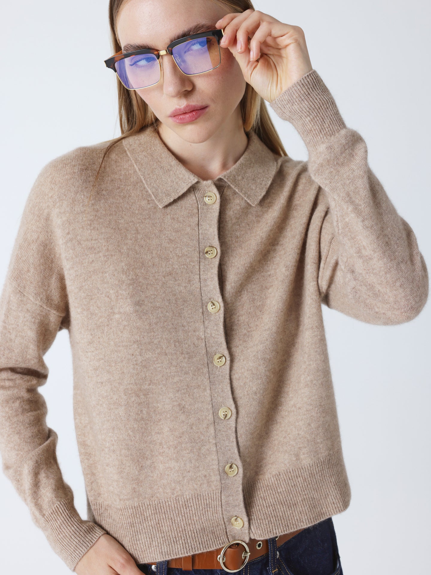 Majura - Kaschmirhemd mit Polokragen - Chestnut