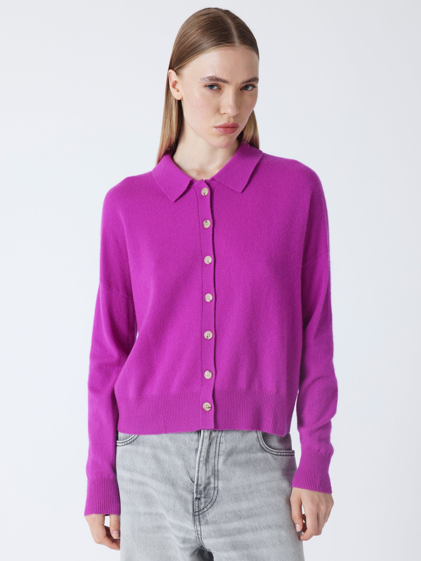 Majura - Kaschmirhemd mit Polokragen - purple neon