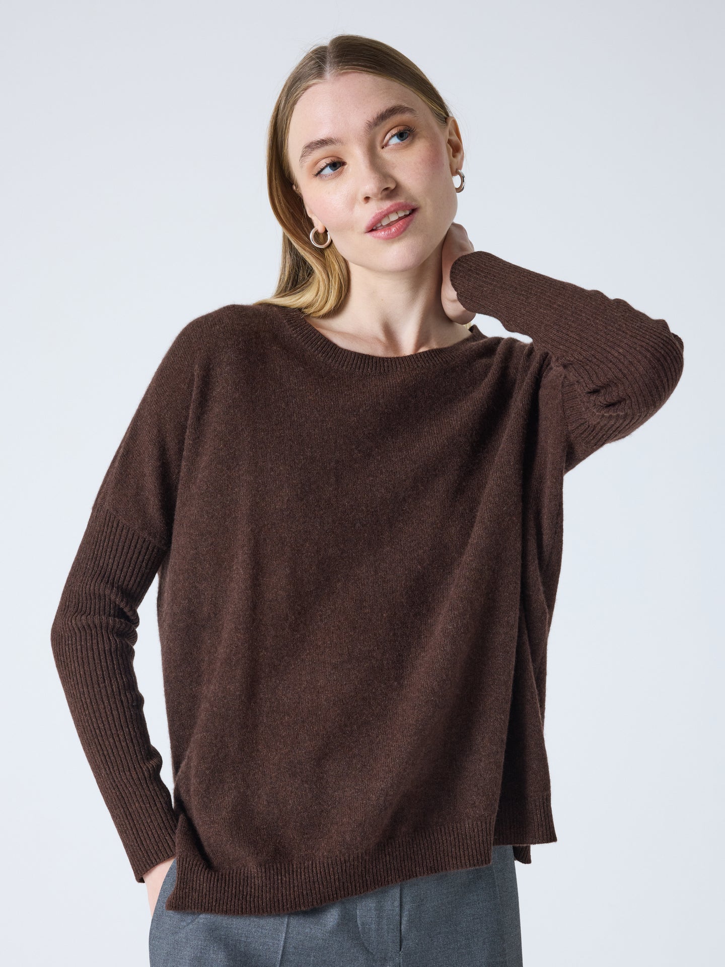 cecilia - Pull poncho en cachemire - brownie