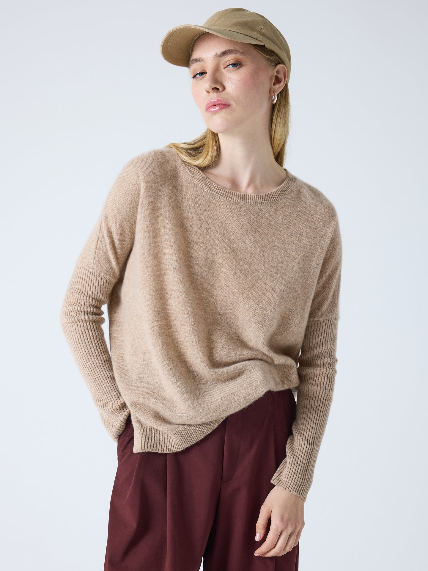 cecilia - Pull poncho en cachemire - chestnut