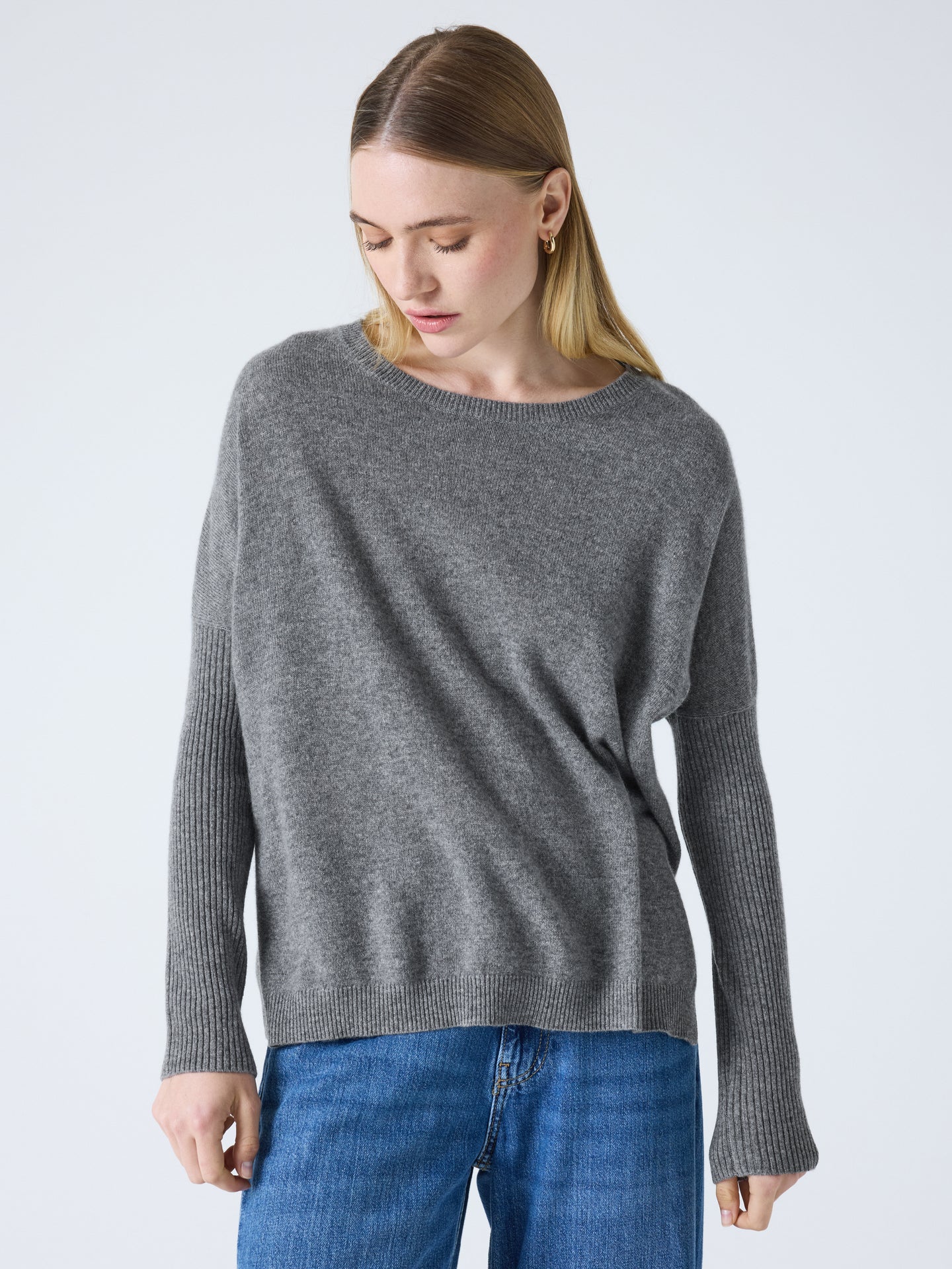Cecilia - Cashmere poncho sweater - dark heather gray