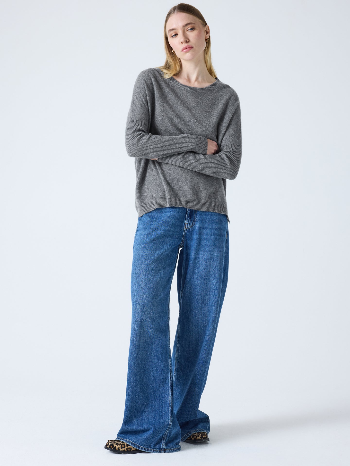 Cecilia - Cashmere poncho sweater - dark heather gray