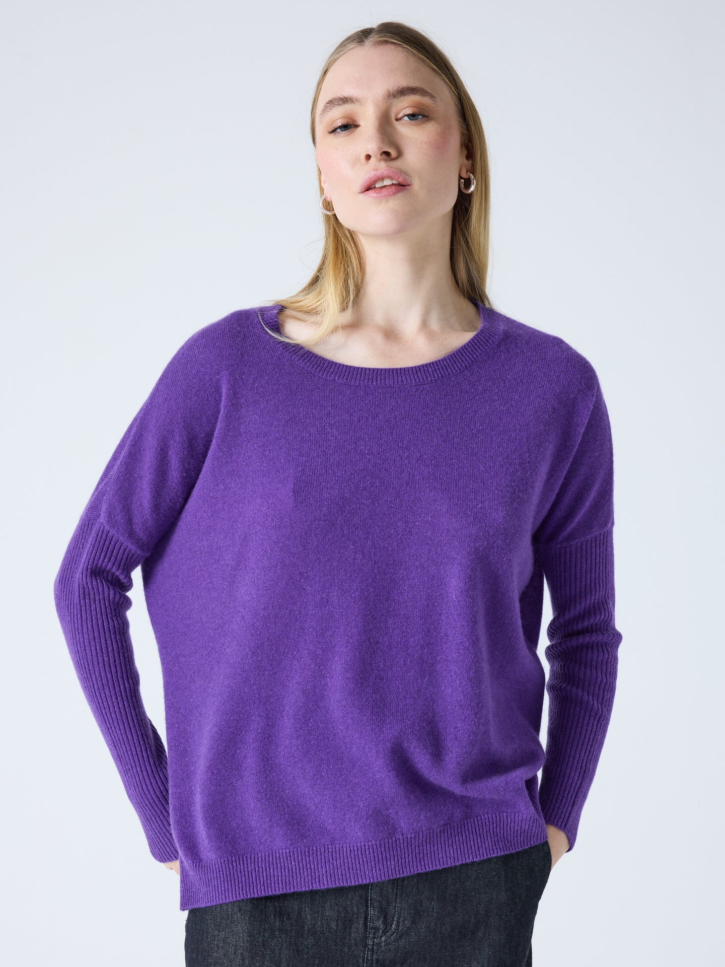 Cecilia - Ponchopullover aus Kaschmir - grape