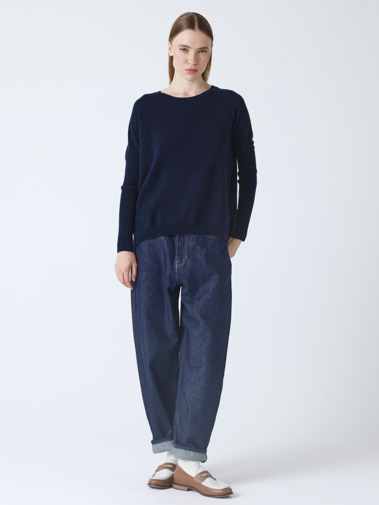 cecilia - Pull poncho en cachemire - navy