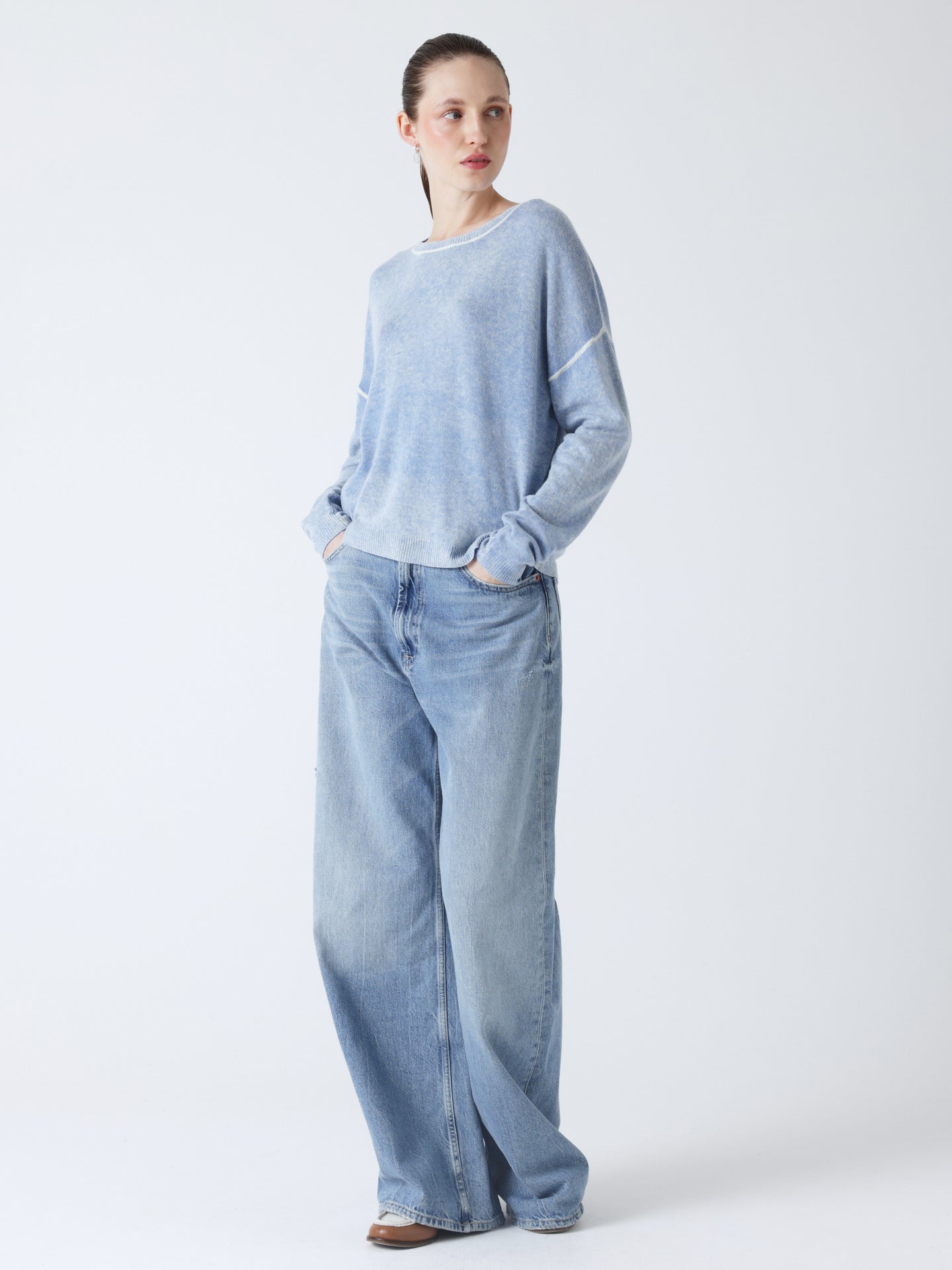 Kayna - Rundhalspullover aus 100 % Kaschmir - bleach