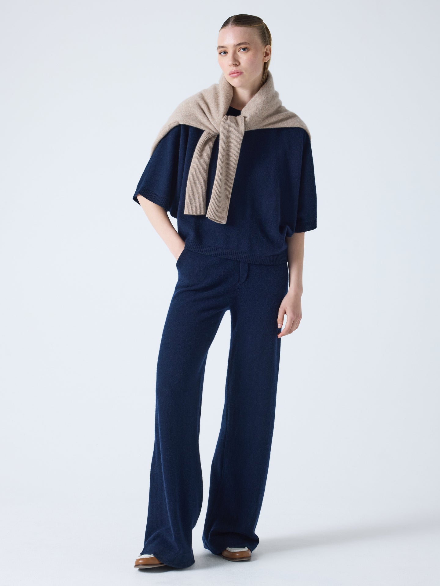 ambra - Pantalon 100% Cachemire - navy