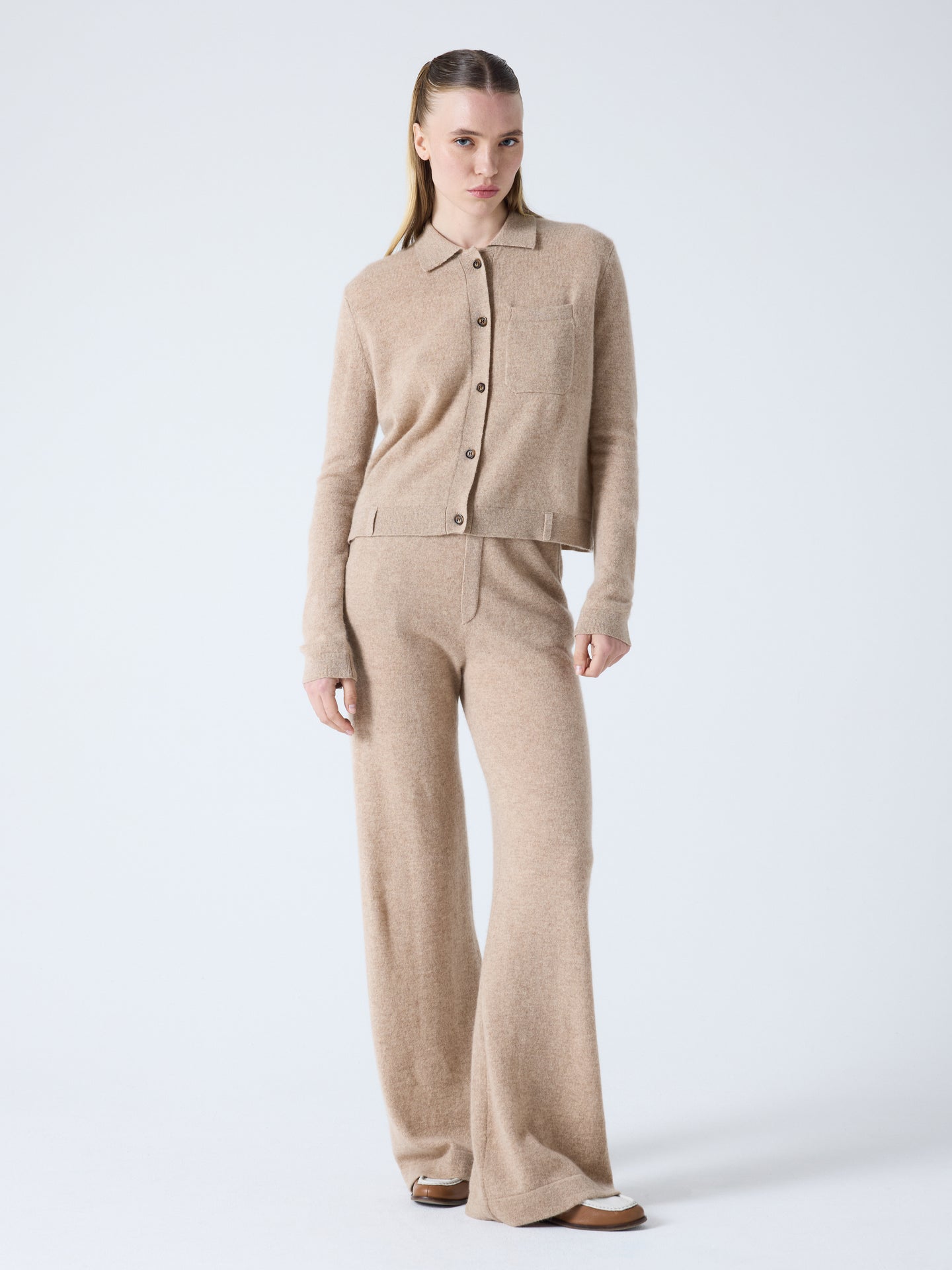 agnese - 100% cashmere shirt - chestnut