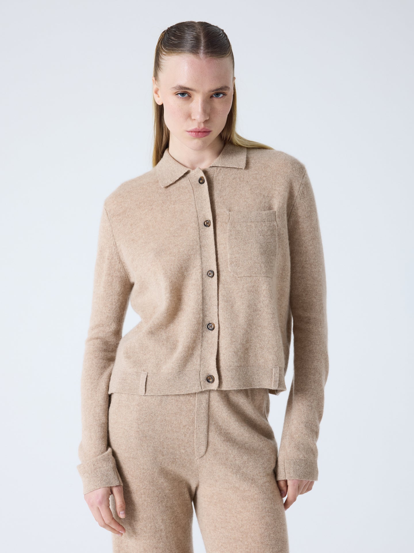 agnese - 100% cashmere shirt - chestnut
