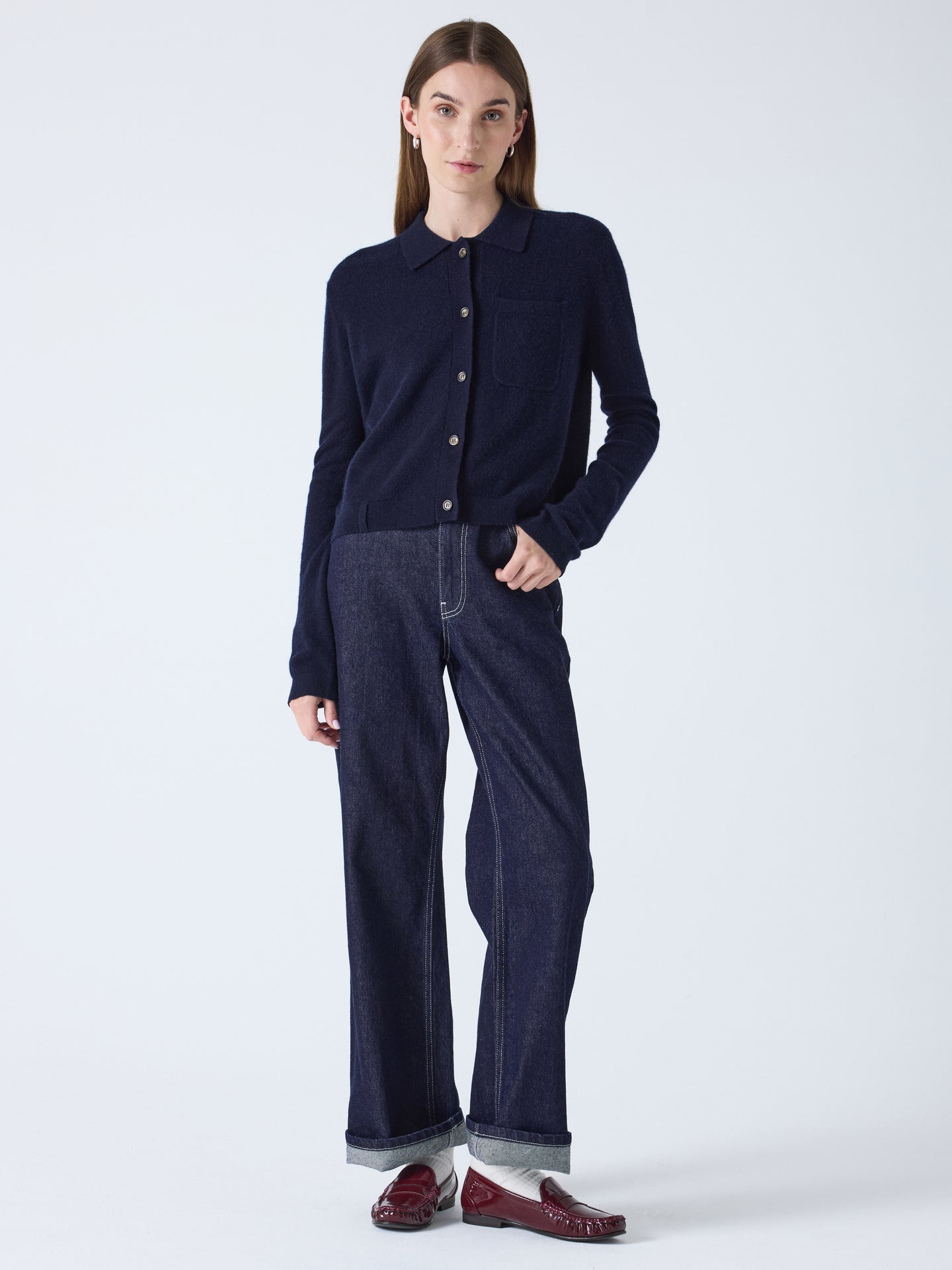 agnese - 100% cashmere shirt - navy
