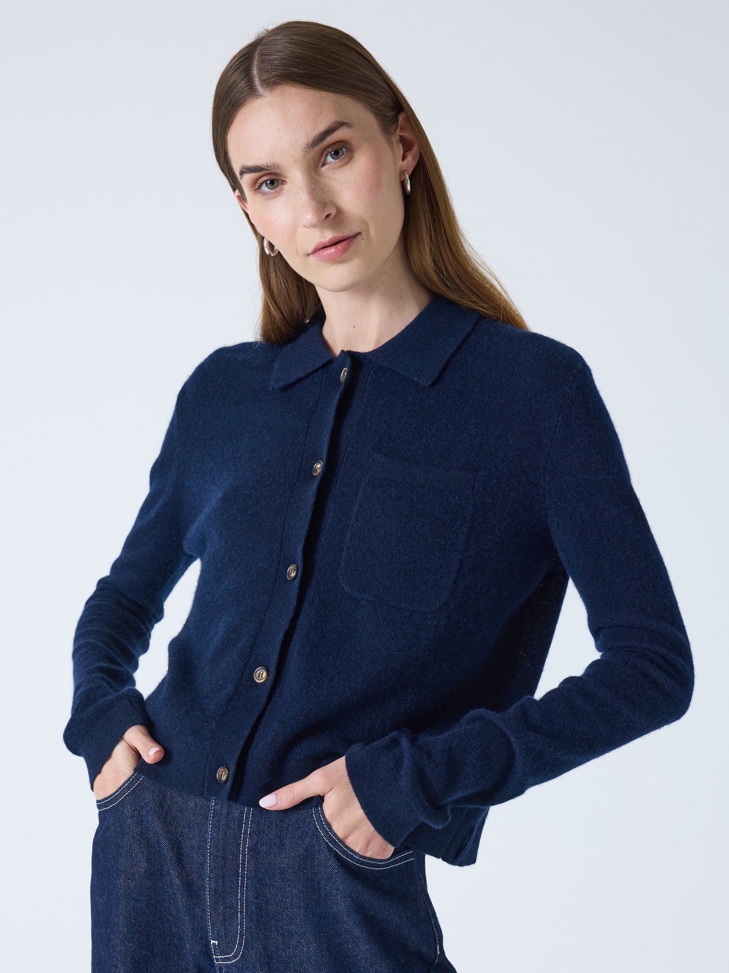 agnese - 100% cashmere shirt - navy