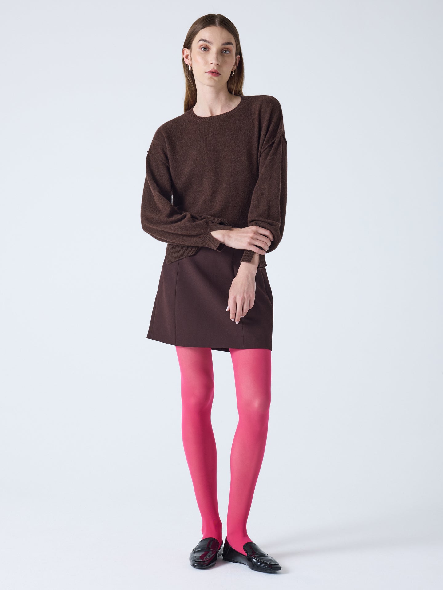 caterina - Pull col rond cachemire - brownie