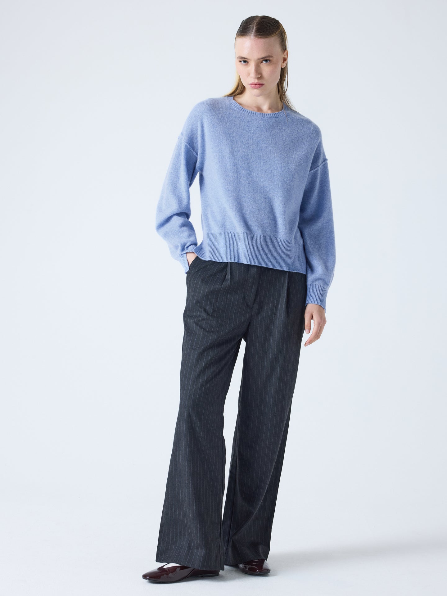 caterina - Pull col rond cachemire - chambray blue