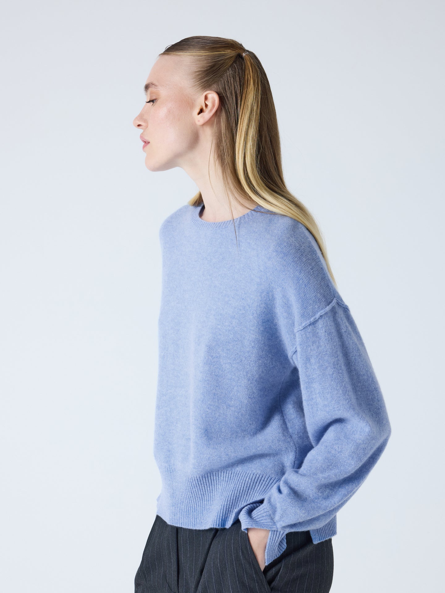 caterina - Pull col rond cachemire - chambray blue