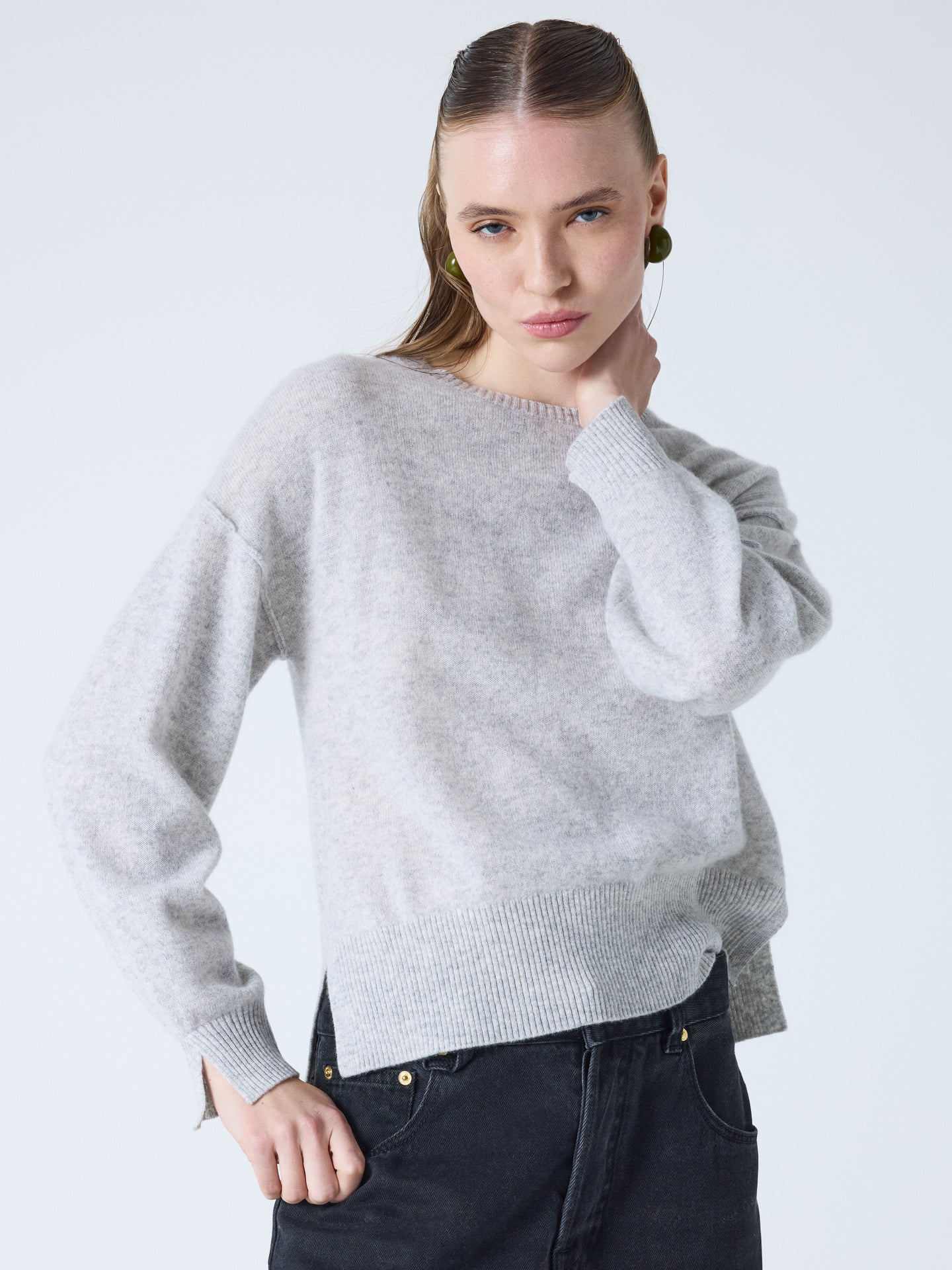 Catherine - Cashmere crew neck sweater - light heather gray