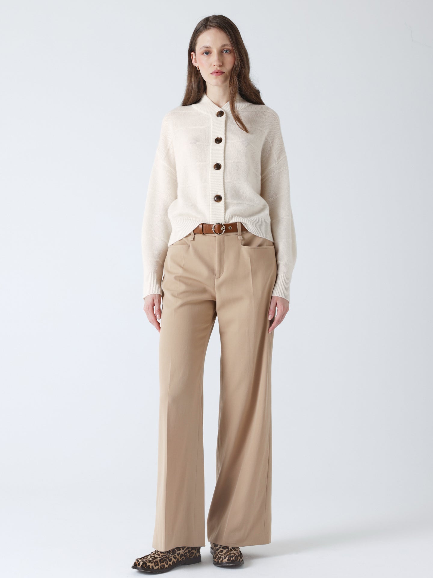 margherita - Cardigan cachemire Col Teddy - cream