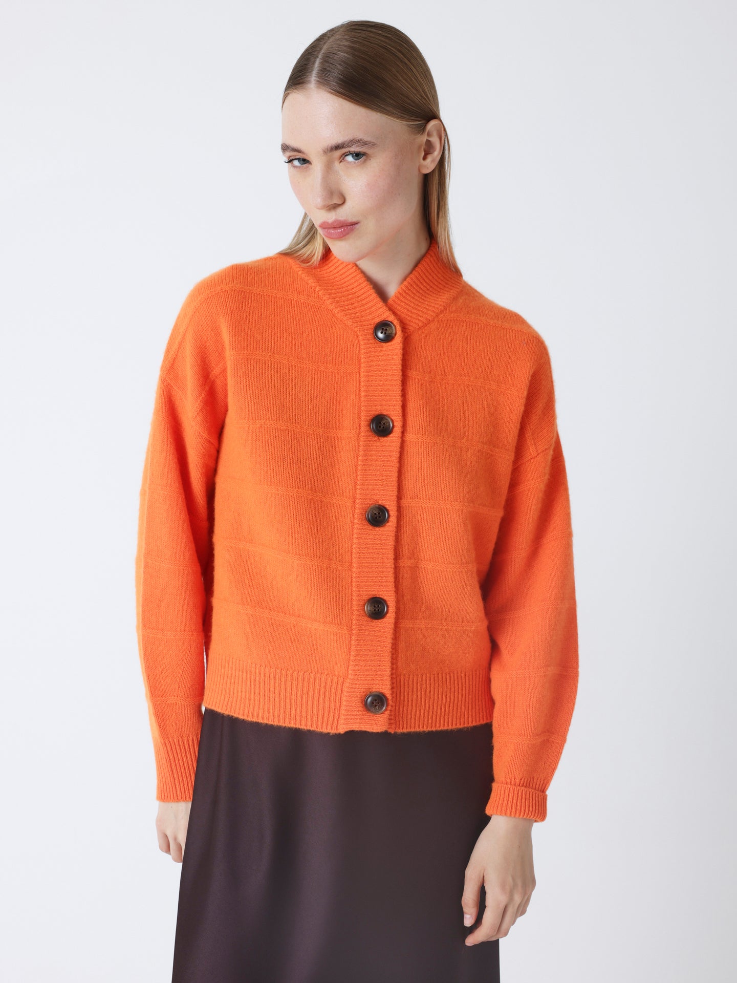 Margherita - Kaschmir-Cardigan mit Teddykragen - orange neon
