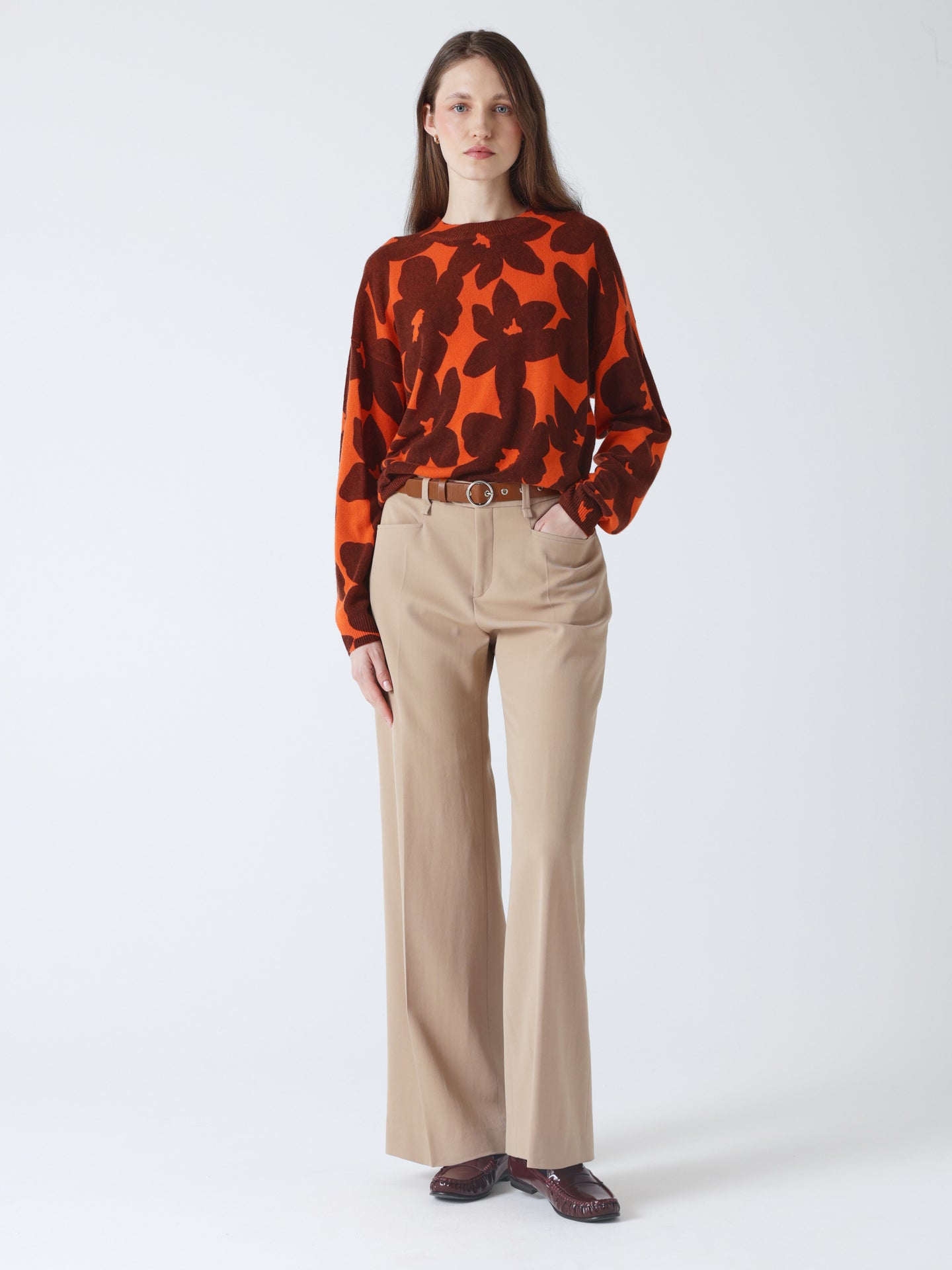 silvia - Rundhalspullover aus 100 % Kaschmir - brownie