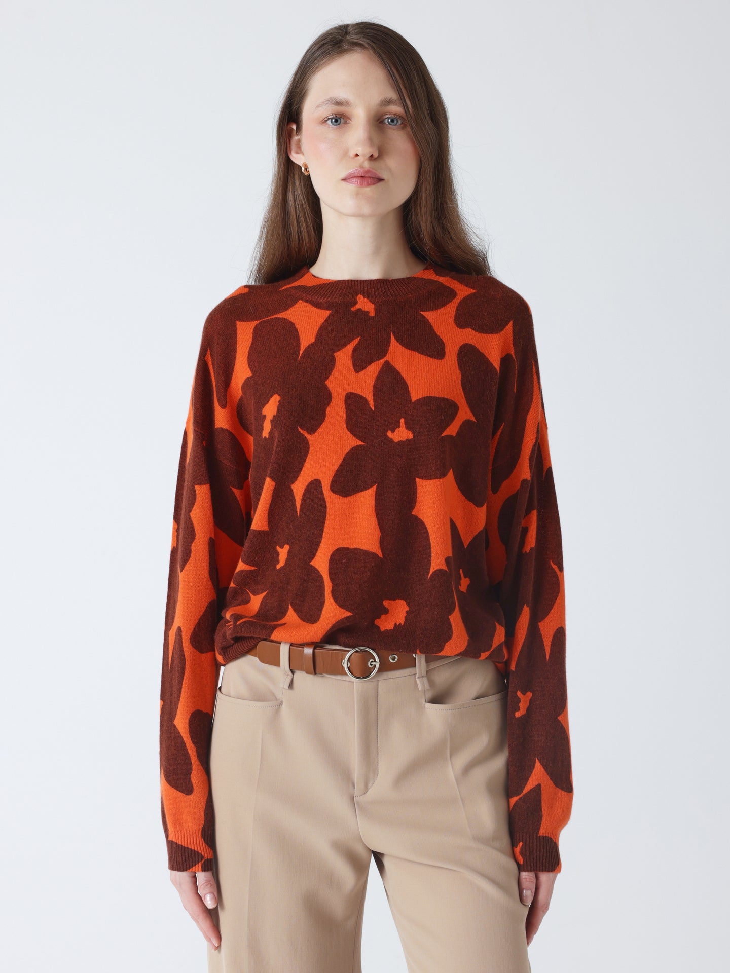 silvia - Rundhalspullover aus 100 % Kaschmir - brownie