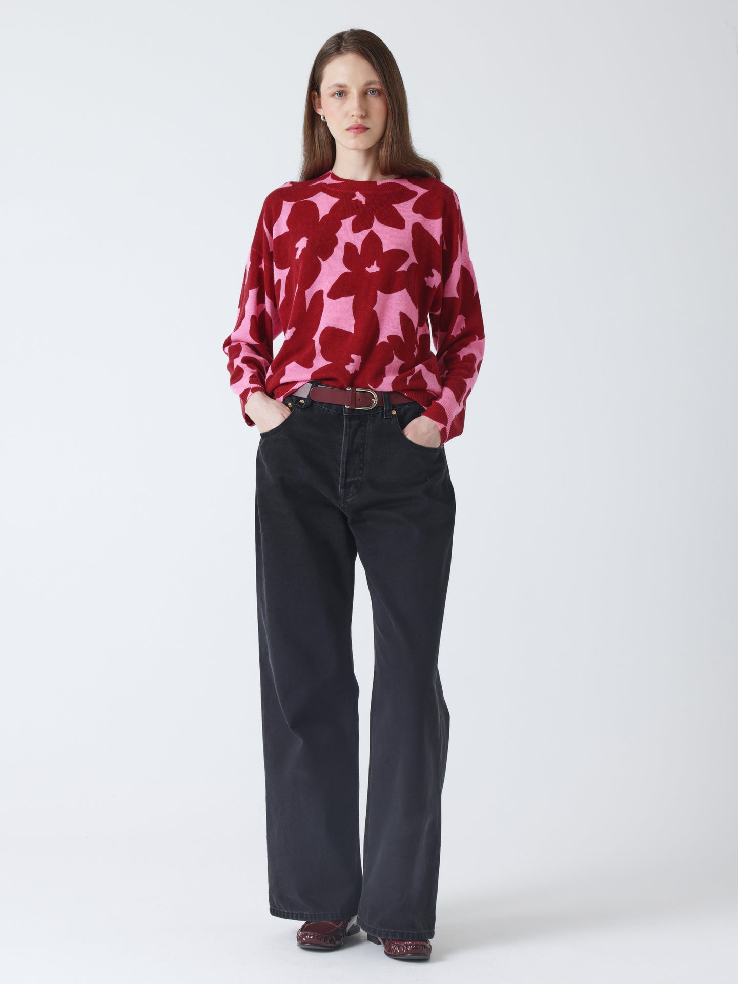 silvia - Rundhalspullover aus 100 % Kaschmir - cherry