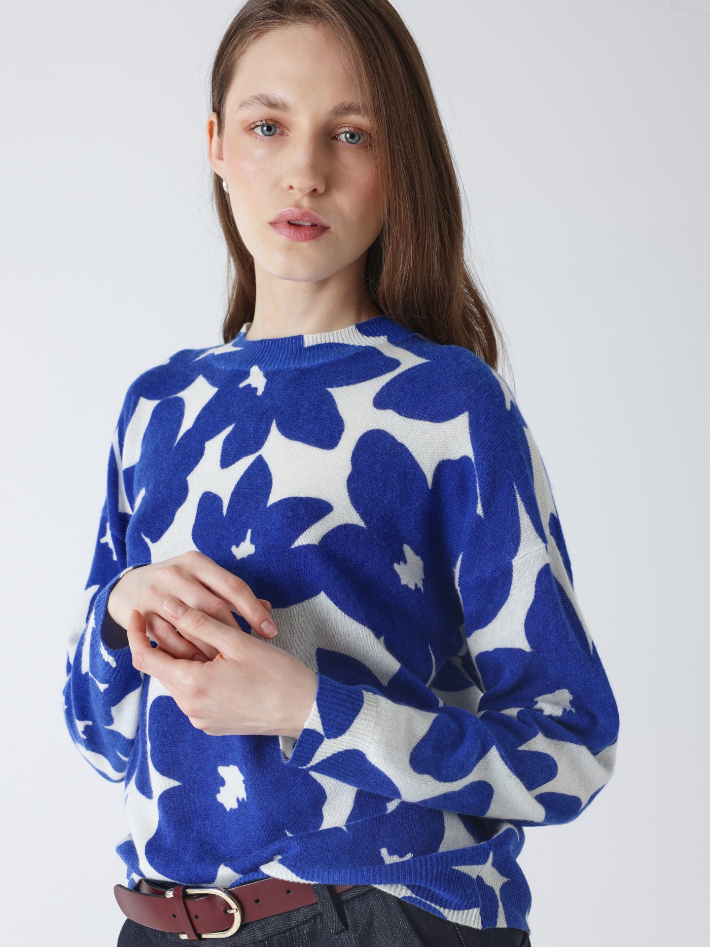 silvia - Rundhalspullover aus 100 % Kaschmir - royal