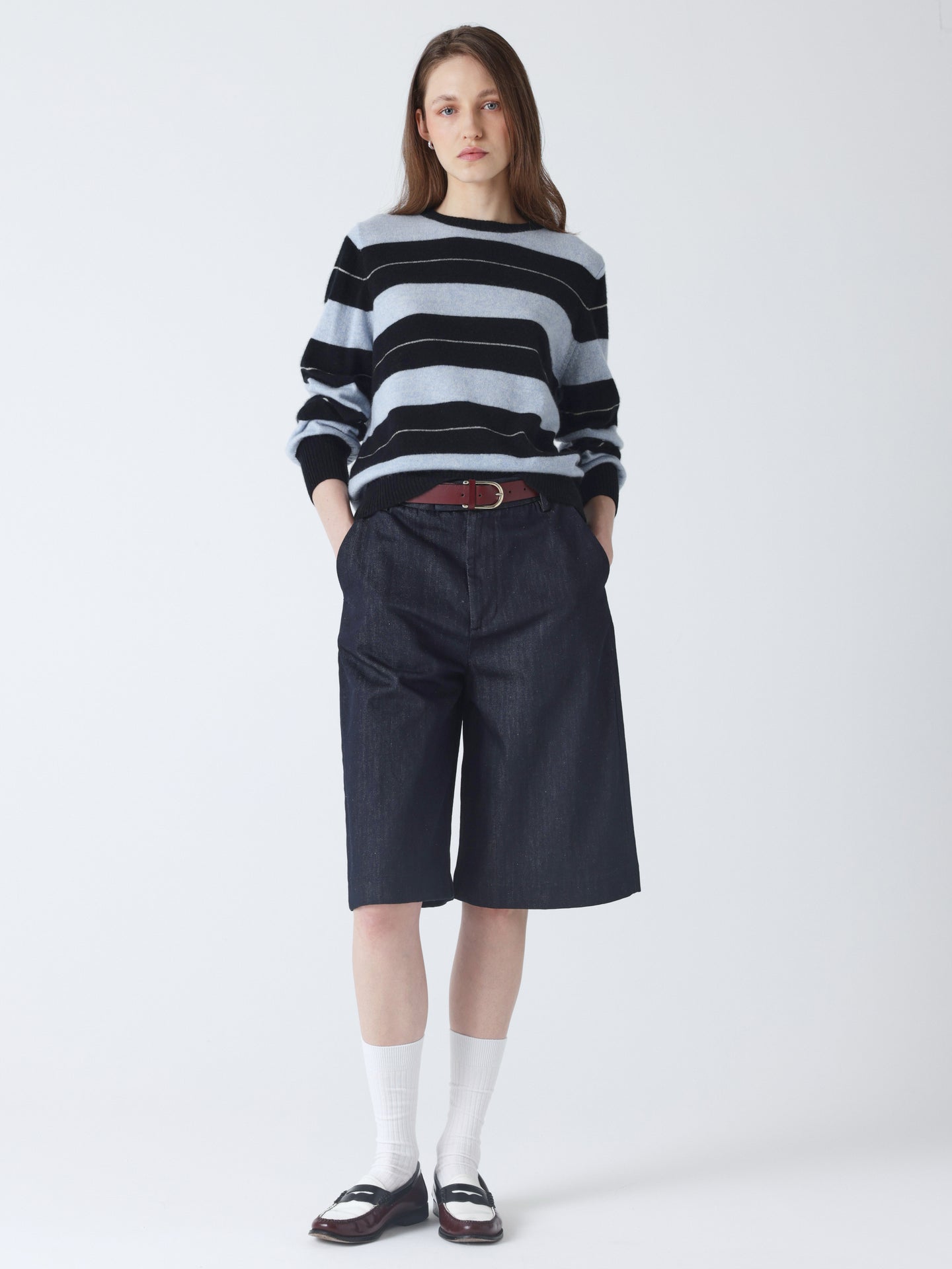 roberta - Pull col rond en cachemire - black