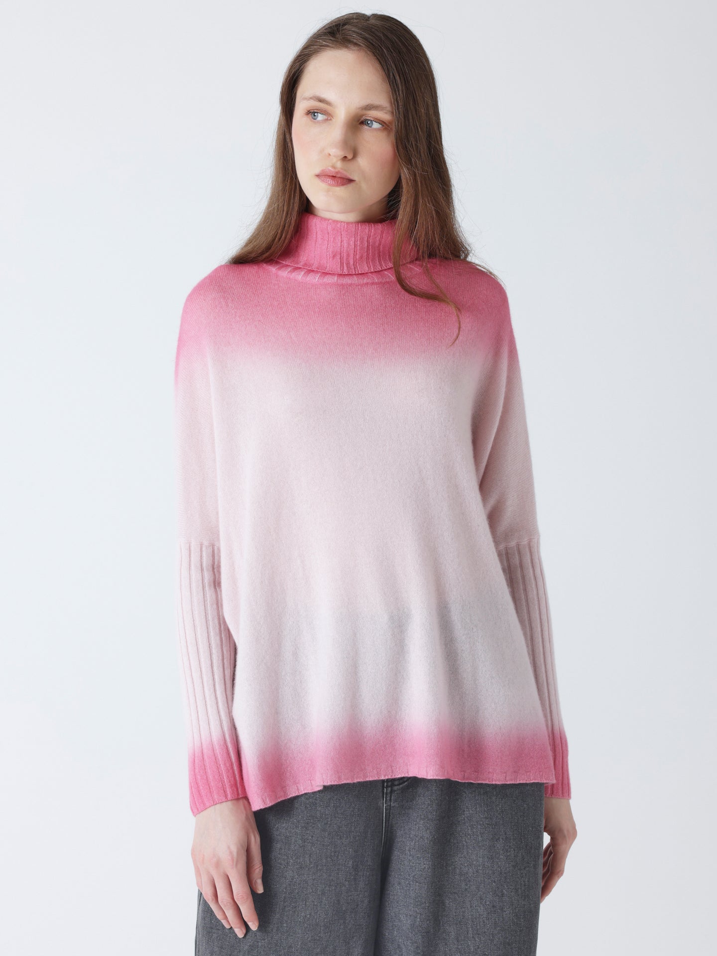 Clarissa - Rollkragenponcho aus Kaschmir - marshmallow