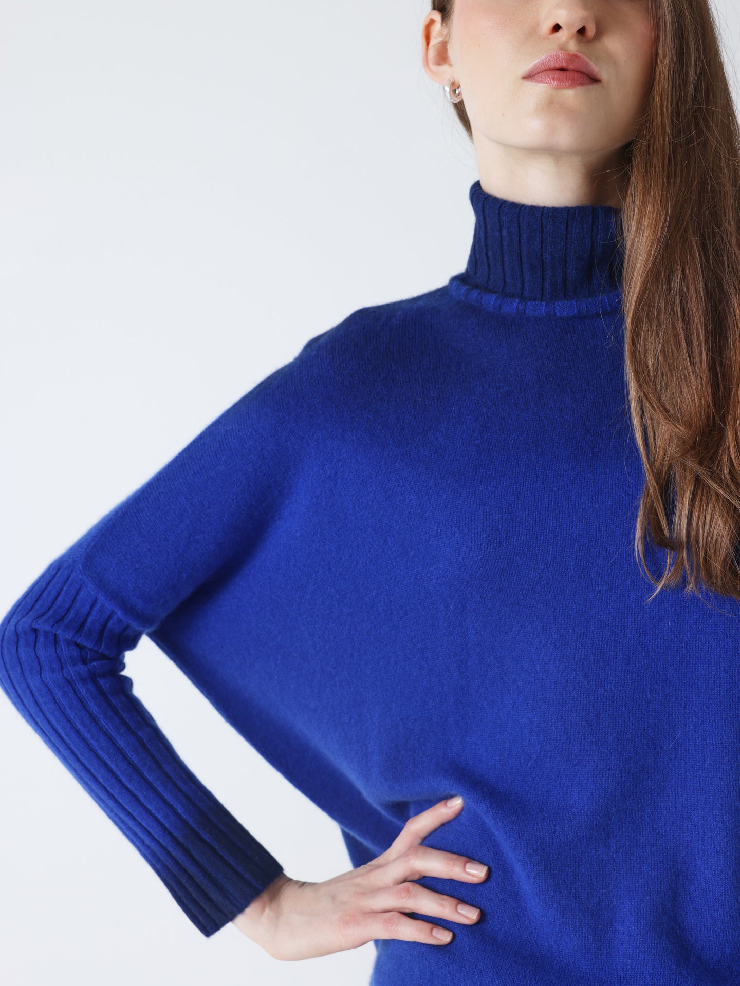 clarissa - Poncho col roulé en cachemire - royal