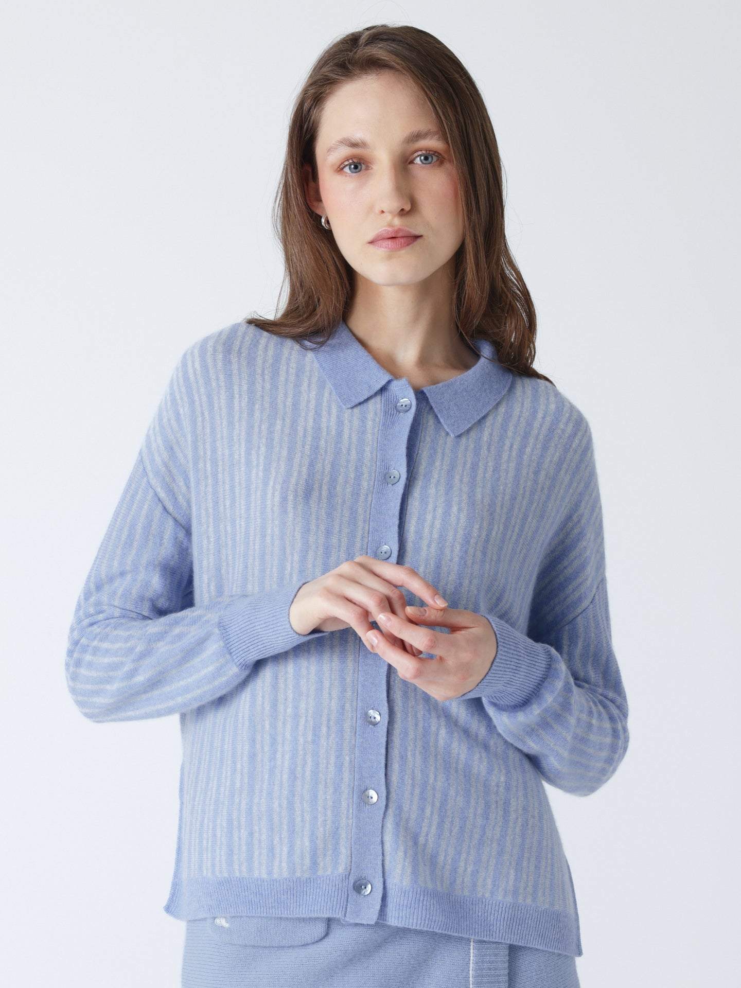 Asien - Kaschmirhemd mit Polokragen - chambray